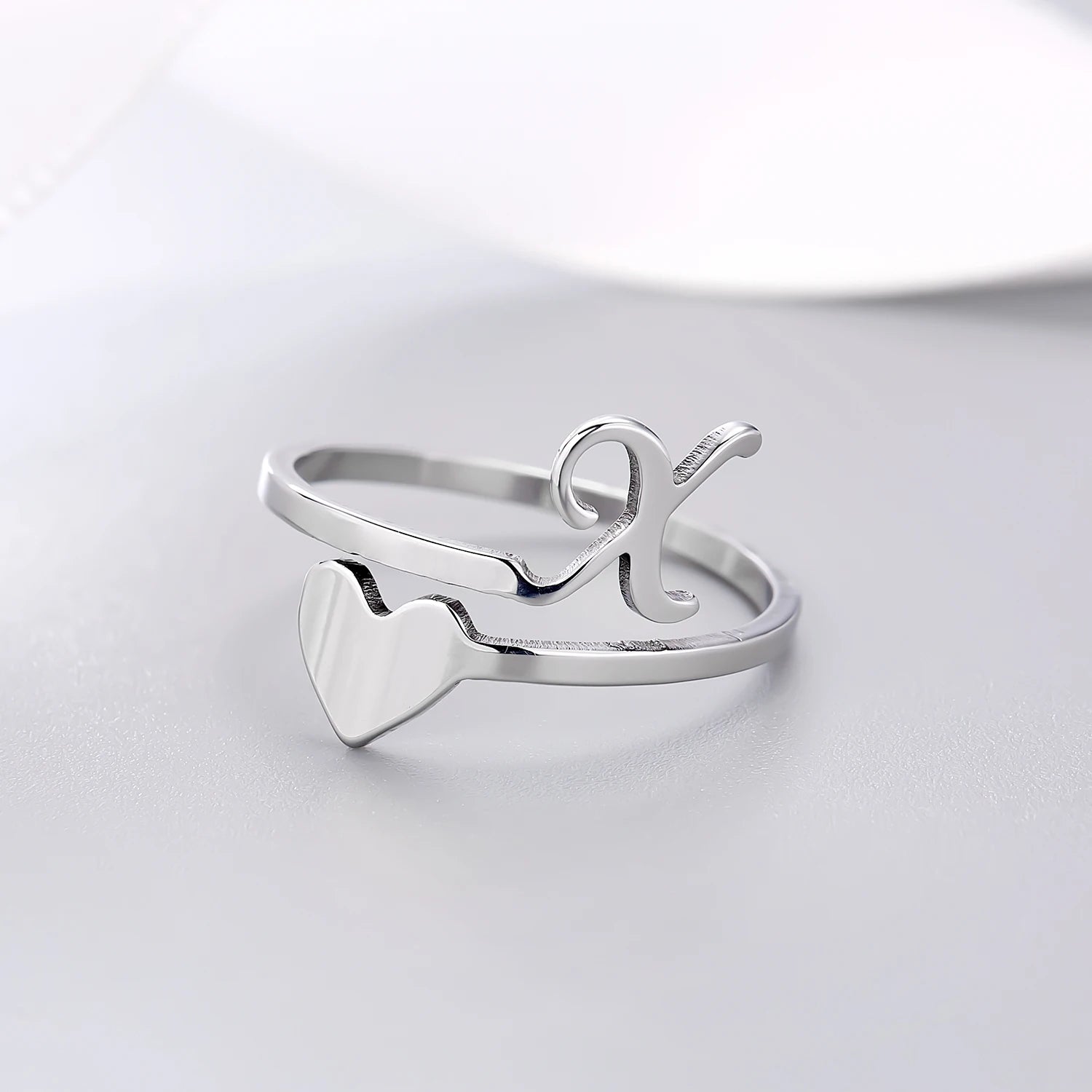 Anillo Corazón Inicial Plata X