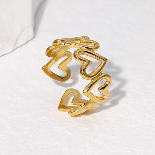 Anillo Corazón Ajustable Mujer oro