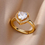 Anillo corazón brillante de oro