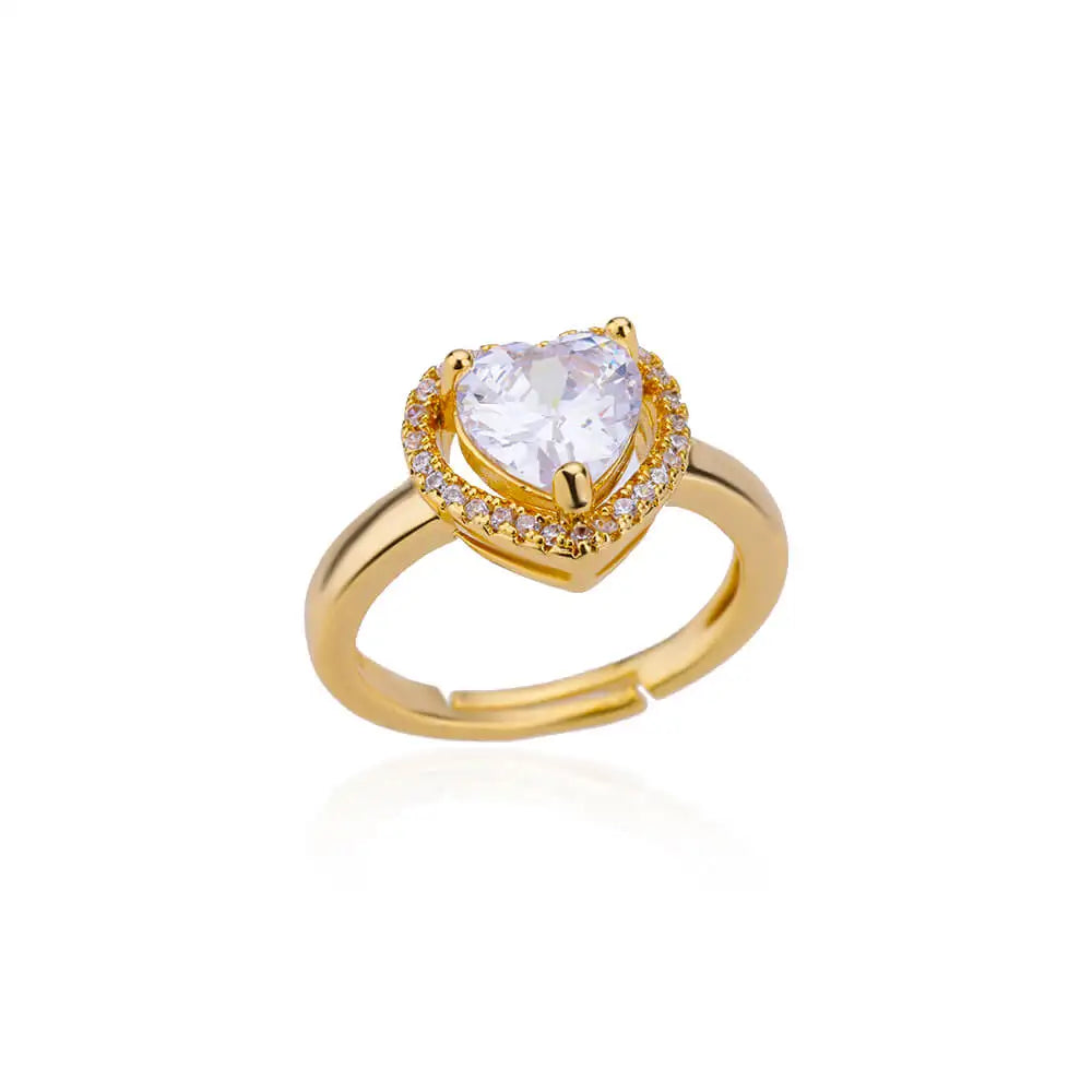 Anillo corazón brillante de oro