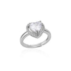 Anillo corazón brillante de plata