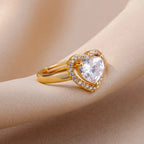 Anillo corazón brillante de oro