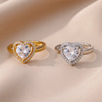 Anillo corazón brillante de plata