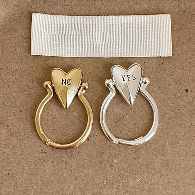 Anillo Corazón "Yes" y "No" para Pareja de Enamorados plata