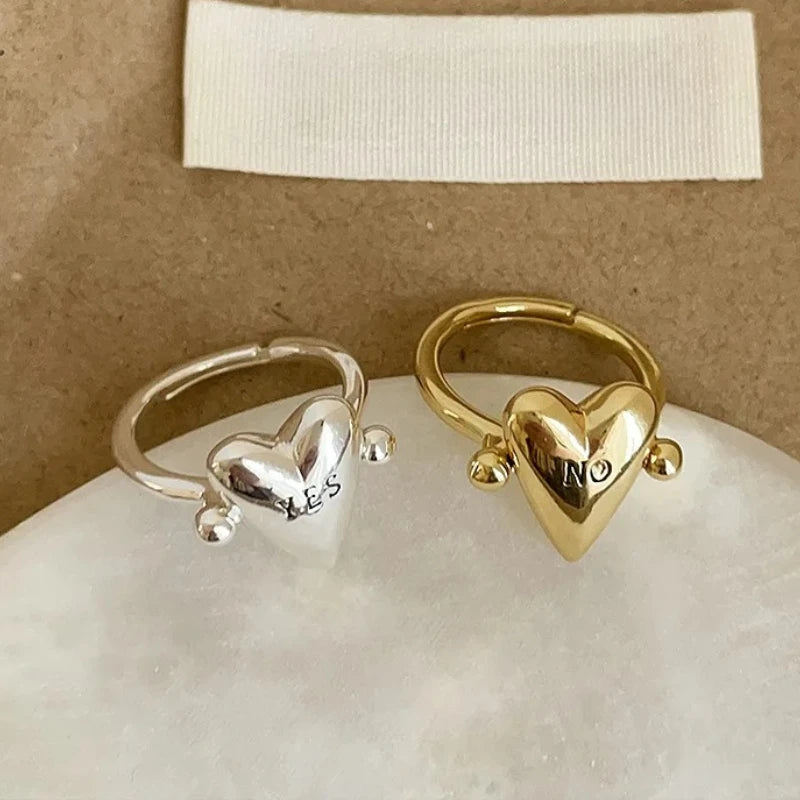 Anillo Corazón "Yes" y "No" para Pareja de Enamorados oro