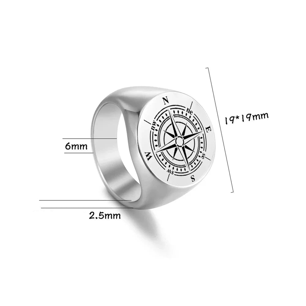 Anillo Brújula Compás Anillo Rosa de los Vientos 