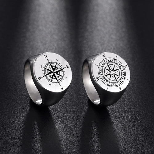 Anillo Brújula Compás Anillo Rosa de los Vientos estilo 1