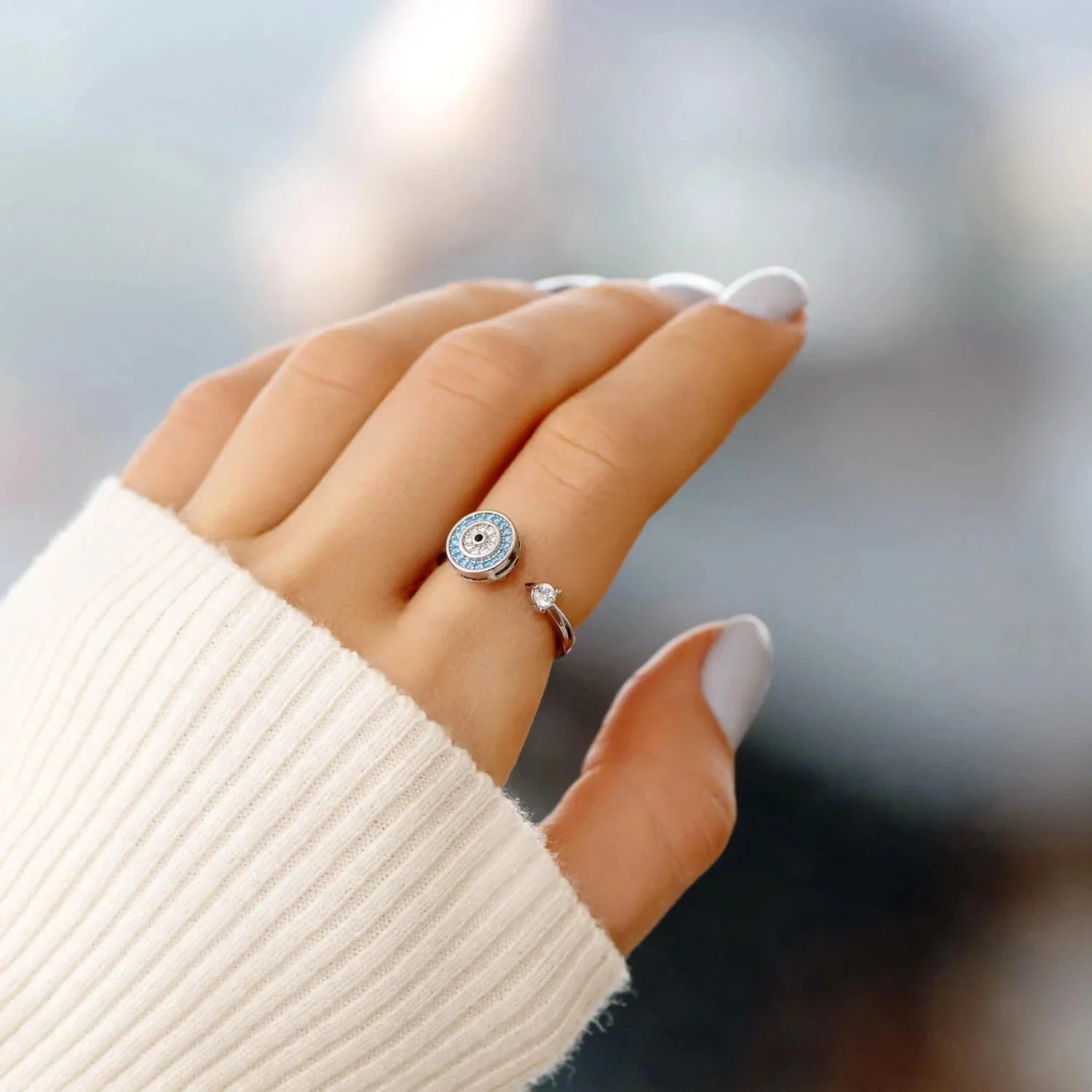 Anillo Contra la Ansiedad Ojo Azul Griego Turco Matiasma Mataki