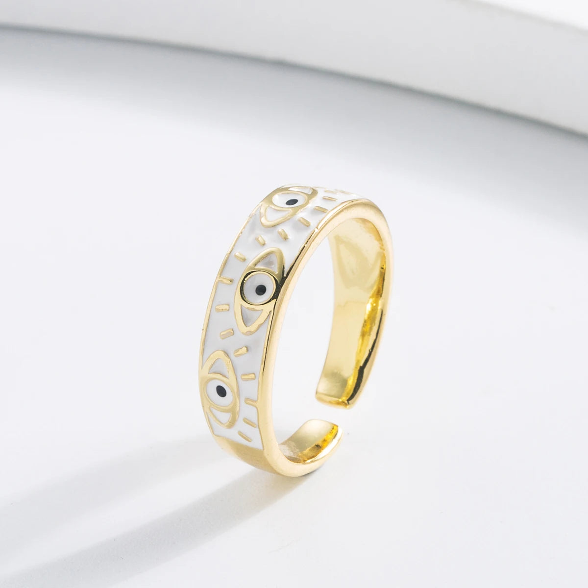 Anillo Contra Mal de Ojo Azul Turco Anillo blanco