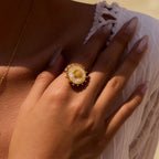 Anillo de concha redondo estilo boho