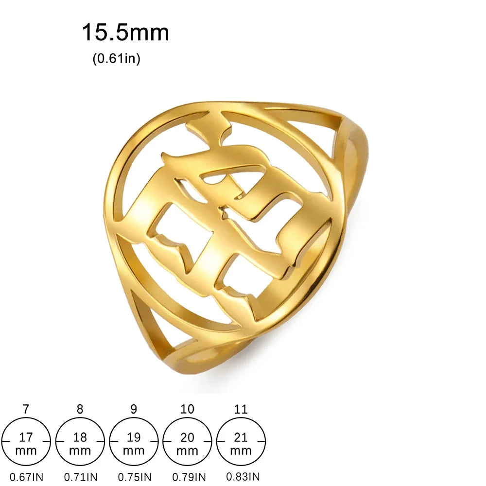 Anillo hueco para hombre o mujer con grabado en hebreo judío