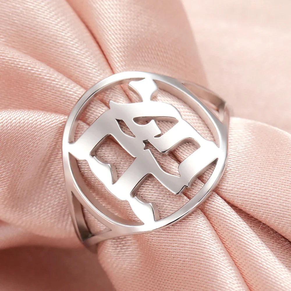 Anillo hueco para hombre o mujer con grabado en hebreo judío plata