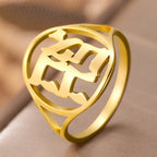 Anillo hueco para hombre o mujer con grabado en hebreo judío oro