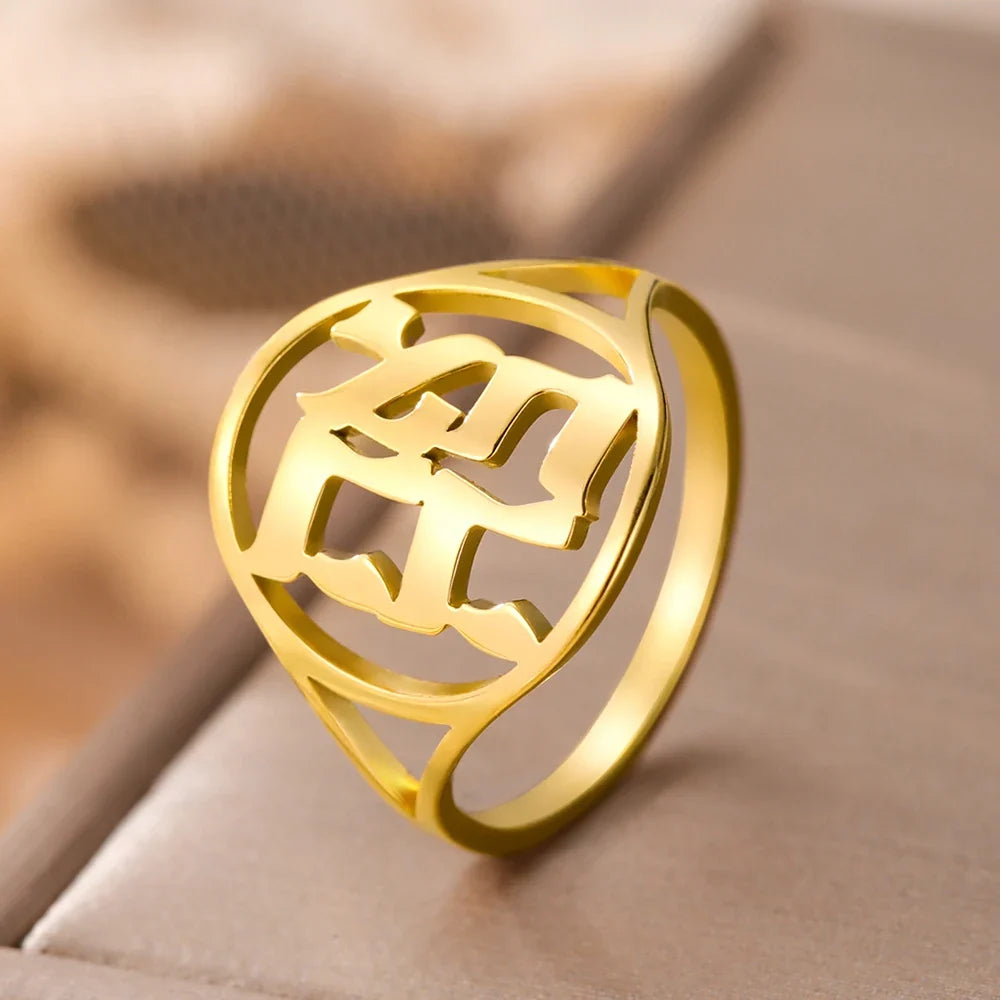 Anillo hueco para hombre o mujer con grabado en hebreo judío oro
