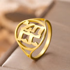 Anillo hueco para hombre o mujer con grabado en hebreo judío oro