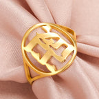 Anillo hueco para hombre o mujer con grabado en hebreo judío oro