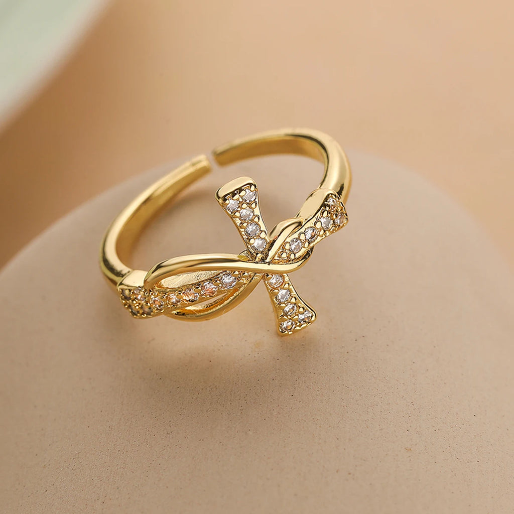 Anillo Cruz Cristiana Circonio Mujer oro