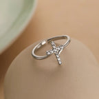 Anillo Cruz y Piedra de Circonio Mujer plata