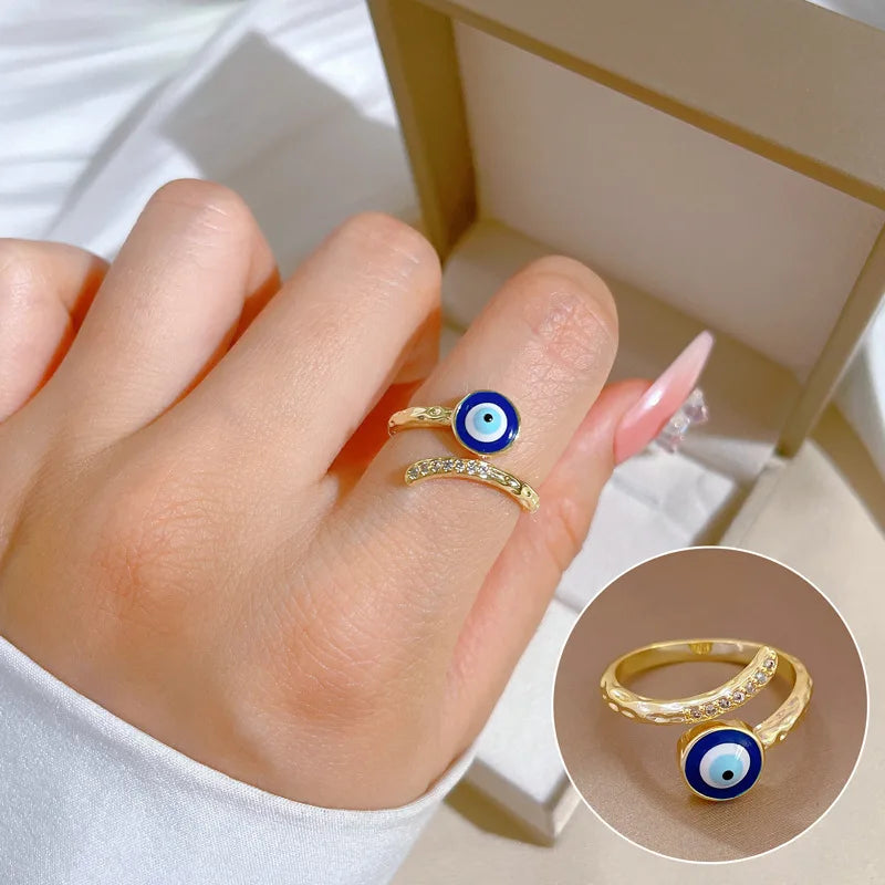 Anillo de Protección Ojo Azul y Circonio
