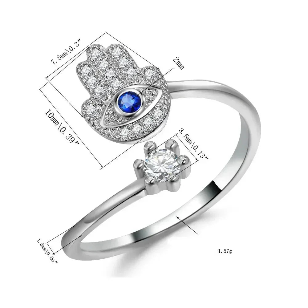 Anillo de protección para mujer con mano de Fátima árabe
