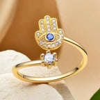 Anillo de protección para mujer con mano de Fátima árabe oro