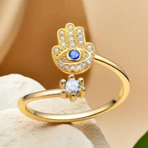 Anillo de protección para mujer con mano de Fátima árabe oro