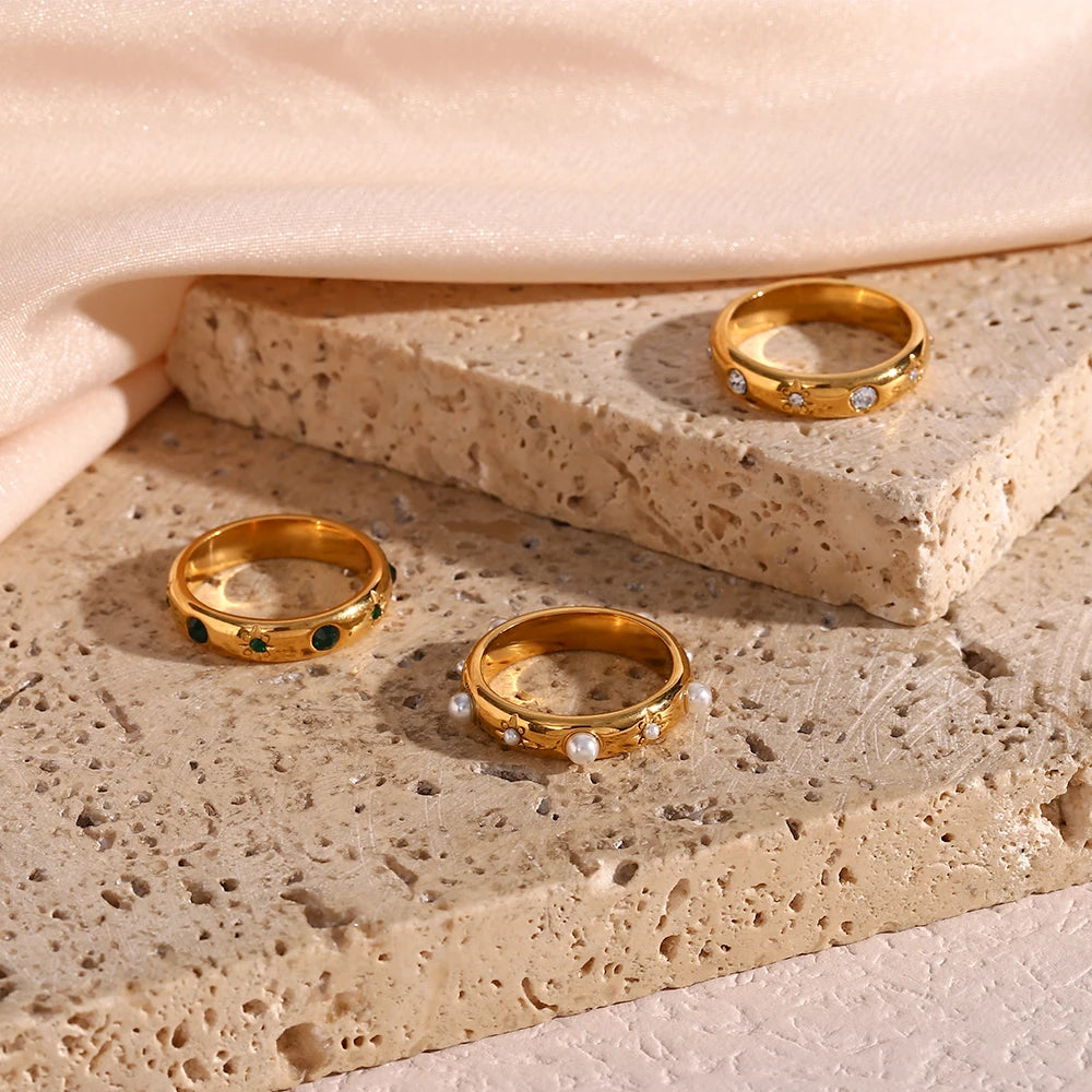 Anillo de estilo con perlas y circonio 3