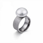 Anillo de Estilo Retro con Perla Blanca plata