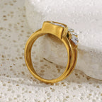 Bague demi-cercle soleil doré