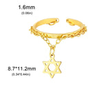 Anillo de diseño con la <span data-glossary-id="etoile-de-david">estrella de David</span>, símbolo judío en oro