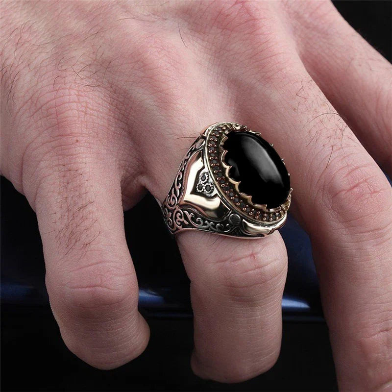 Anillo ancho para hombre árabe musulmán negro
