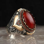 Anillo ancho para hombre árabe musulmán rojo