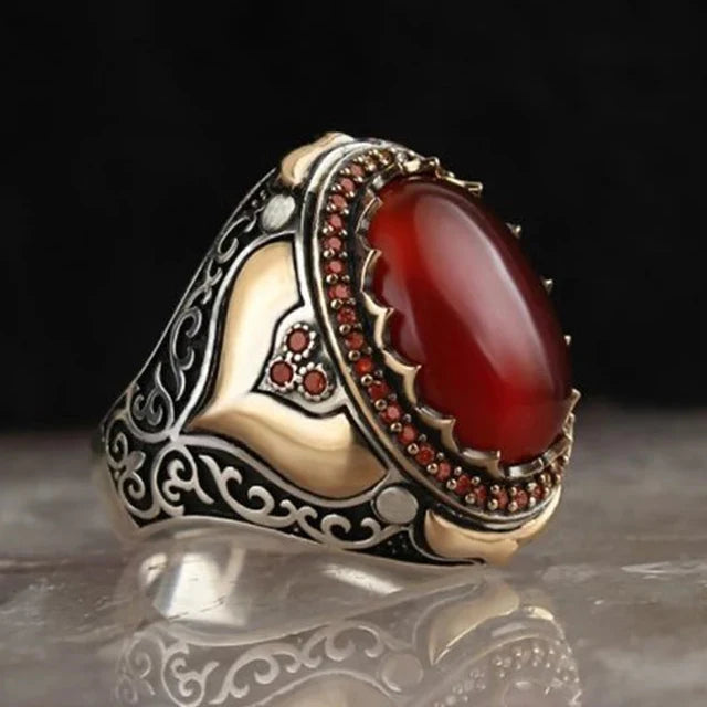 Anillo ancho para hombre árabe musulmán rojo