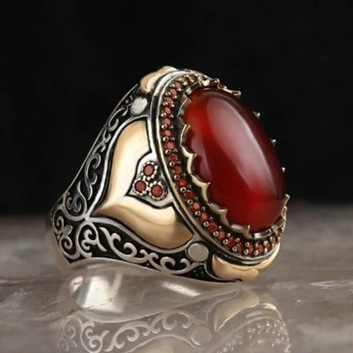 Anillo ancho para hombre árabe musulmán rojo