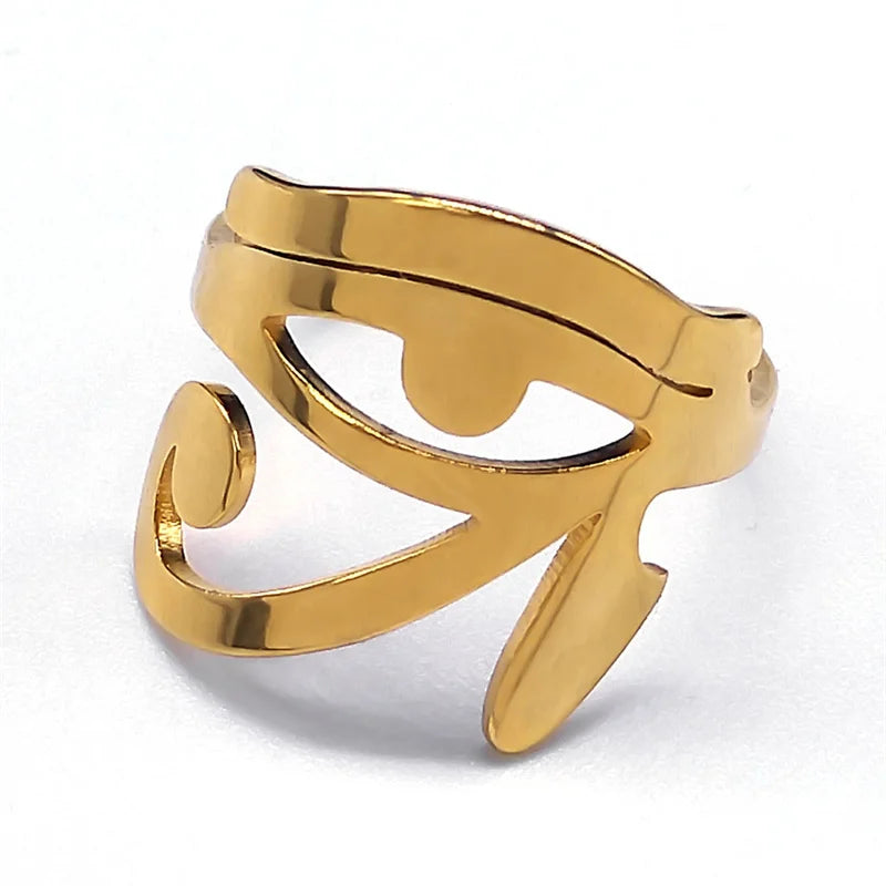 Anillo Egipto Ojo de Horus Oudjat Brujería oro