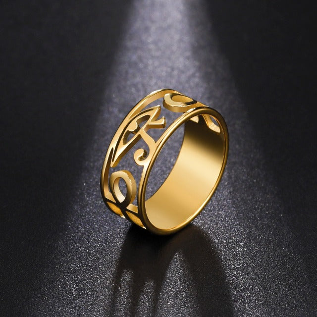 Anillo Egipcio Mujer Ojo de Horus Anillo de oro