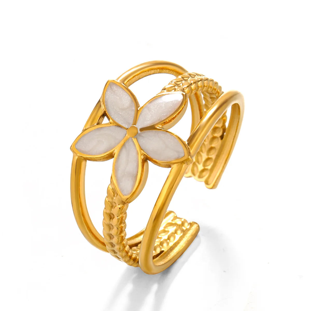 Anillo Elegante con Flor blanca