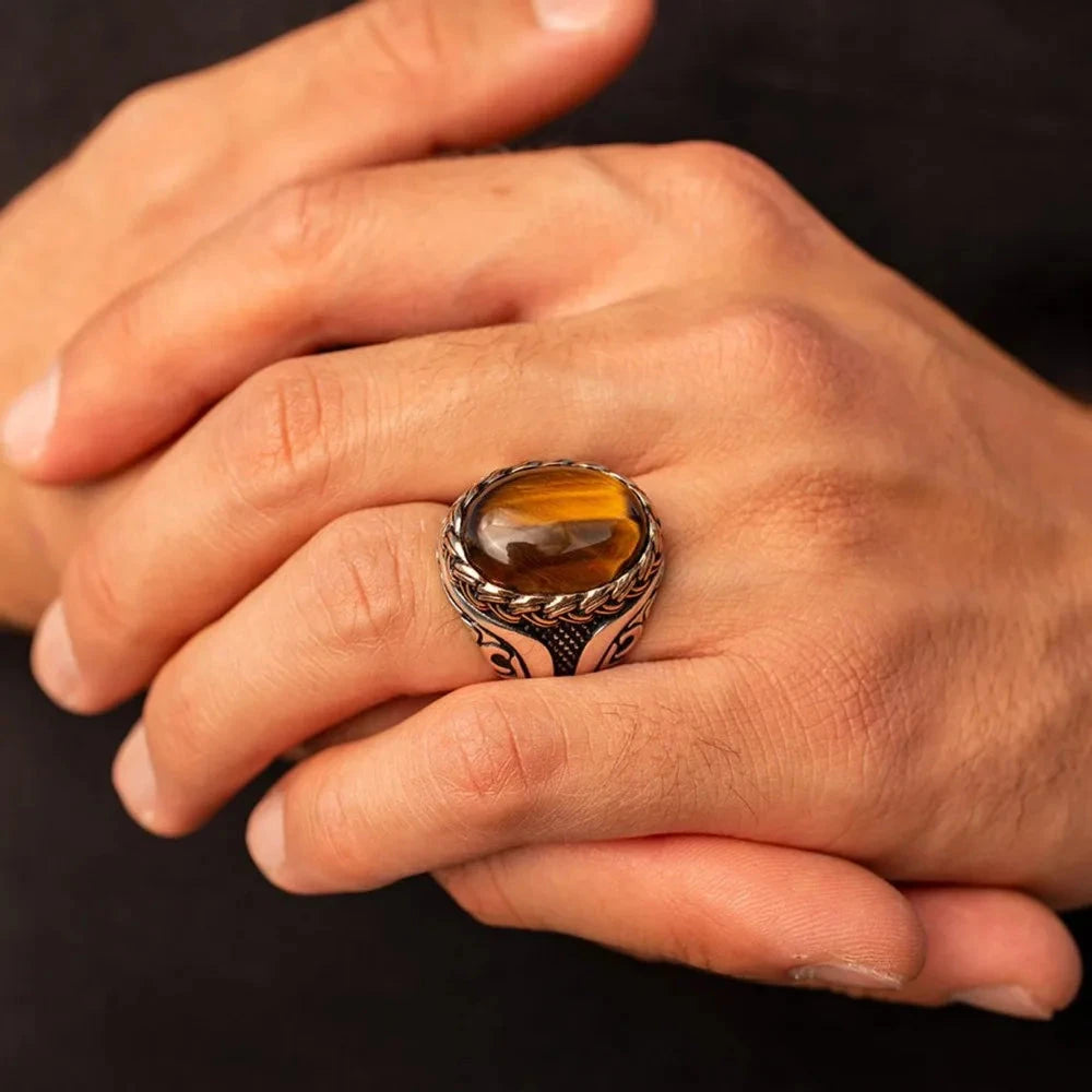 Anillo de Piedra Ojo de Tigre para Hombre o Mujer