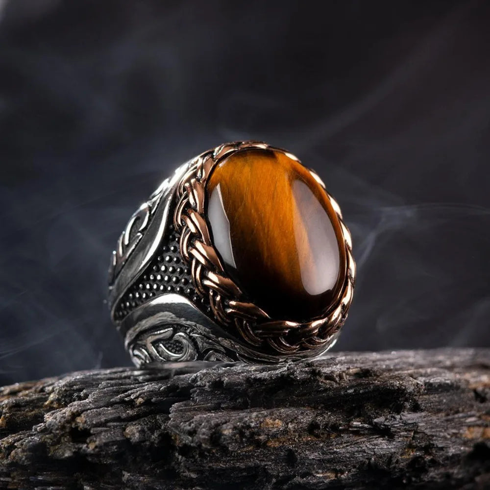 Anillo de Piedra Ojo de Tigre para Hombre o Mujer