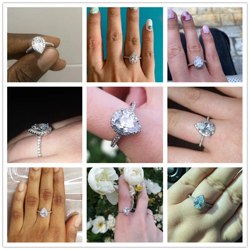 Anillo de Zirconia Gota de Agua