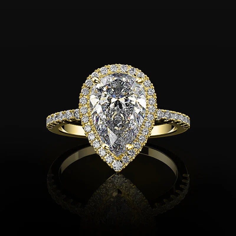 Anillo de Zirconia Gota de Agua oro