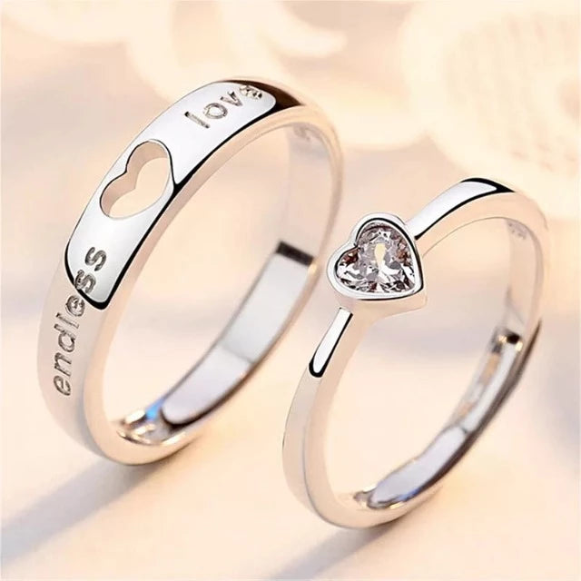 Anillo Endless Love Plata y Diamantes (Juego de 2)