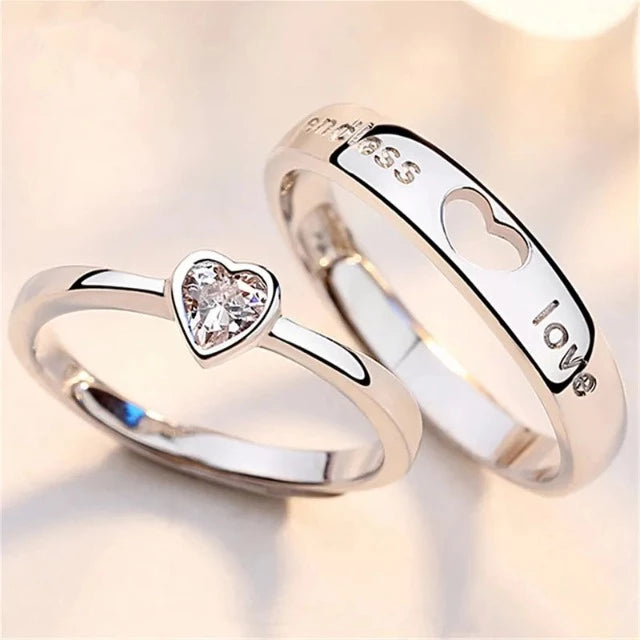 Anillo Endless Love Plata y Diamantes (Juego de 2)