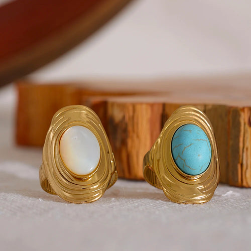 Anillo Étnico con Piedra Natural Turquesa