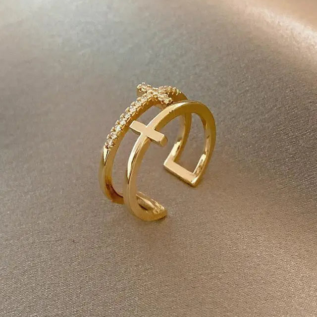 Anillo Mujer Cruz Anillo Cristiano oro