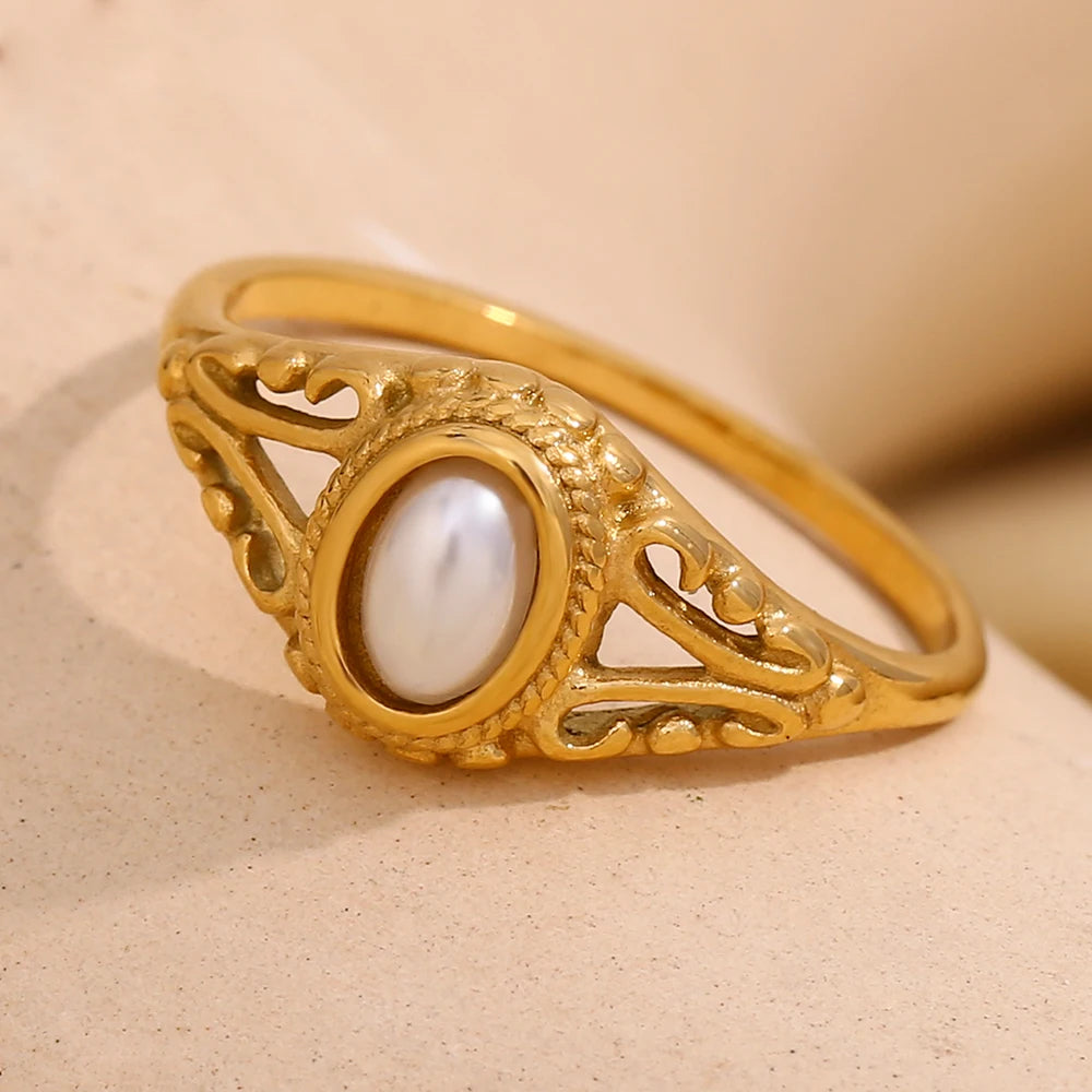 Anillo de Mujer de Estilo Vintage con Perla