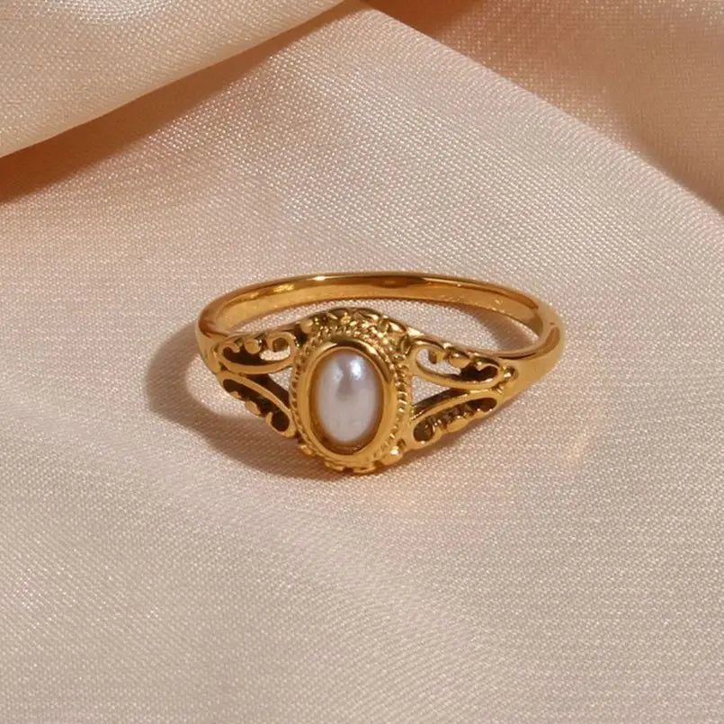 Anillo de Mujer de Estilo Vintage con Perla