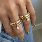 Anillo Fino Gota de Agua con Perla de circonio 1