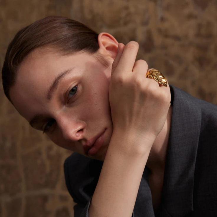 Anillo Hoja de Palma oro