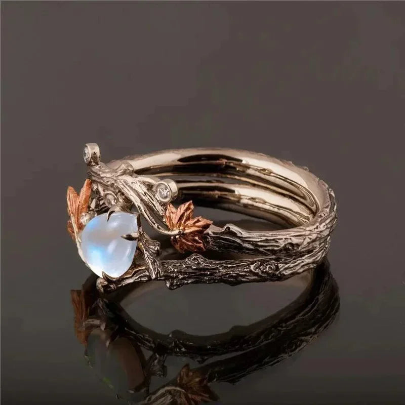Anillo Hojas de Otoño con Perla